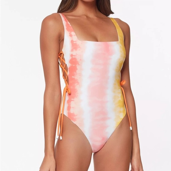 Sanctuary Womens Pink Desert Dreamer Square Neck Multicolor Swimsuit Size M - Picture 2 of 7